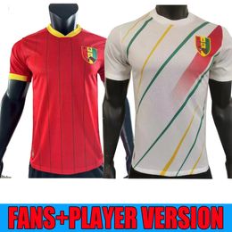 24 25 Nieuw Guinee Nationaal Team Speler Voetbalshirts Guins Camano Kante Traore Thuis en Wit Rood Guinea 2024 2025 Voetbalshirt Uniform