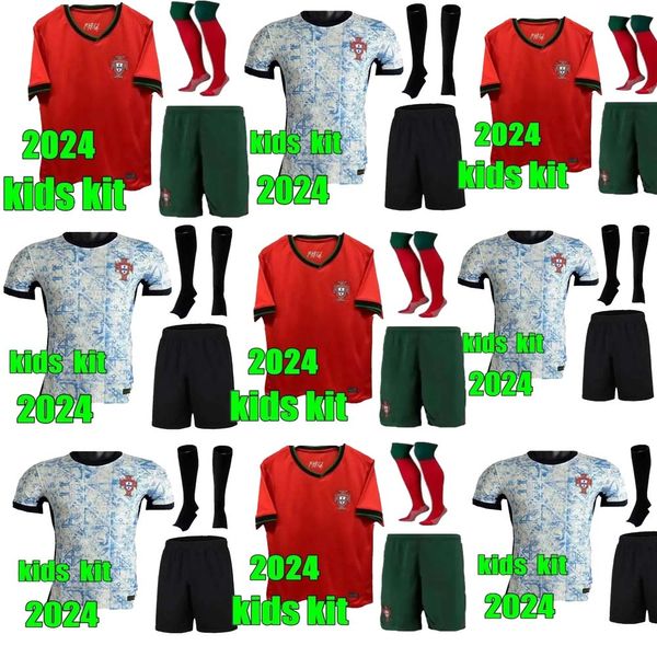 24 25 Portugal niños B.FERNANDES camisetas de fútbol equipo nacional Copa BRUNO FERNANDES JOAO FELIX RONALDO Bernardo Diogo J. JOAO CANCELO camiseta de fútbol Kits calcetín completo