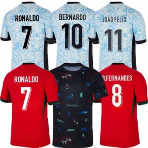 24 25 Portugals voetbaljerseys geb.Fernandes Ronaldo Portugal Euro Cup 2024 Men Kids Kit Boy Set Shorts Joao Felix Pepe Bermardo voetbaltop -shirtuniform