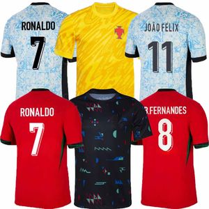 24 25 maillots de football des Portugals b.Fernandes Ronaldo Portugal Goal Gardien 2024 hommes Kid Kit Boy Set Shorts Joao Felix Pepe Bermardo Football Top Shirt Uniforme