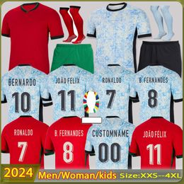 2024 Chemise du Portugal Ronaldo Soccer Jerseys Fernandes Portugals Eurocup Football Shirts Men Kids Kits B.Fernandes Felix Fans de manches courtes Joue Children Kit pour enfants