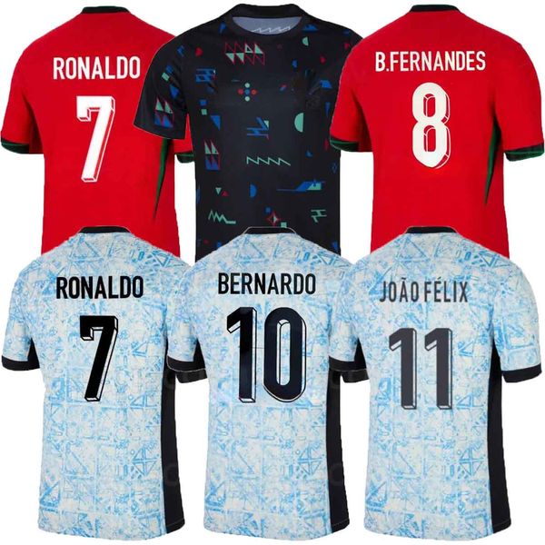 24 25 Maillots de football portugais FERNANDES RONALDO Portugal Coupe d'Europe 2024 Hommes XXXL 4XL Kit enfants B.FERNANDES JOAO FELIX PEPE BERMARDO maillot de football UNIFORME