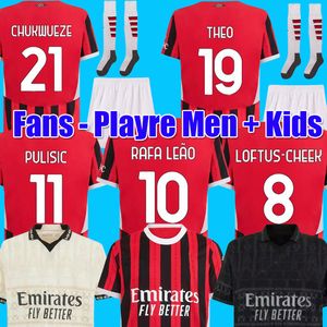 24 25 Jerseys de football Pulisic Koche AC 2023 2024 Giroud de Ketelaere R. Leo Tonali Theo Home Football Shirt Special Quatrième 4e hommes Kid Kit Milans 2025