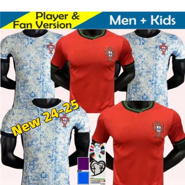 24 25 Ronaldo Joao Felix Portugal Soccer Jerseys 2024 Ruben Neves Shirts de football portugais Bernardo Bruno Fernandes Camisa de Futebol Men Kids Kits