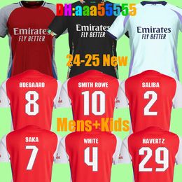 24 25 Saka Arsen Rice Soccer Jerseys Smith Rowe G.Jesus Saliba Fans Versión del jugador Odegaard Hvertz 2024 2025 J.Timber Football Kit camisa Mench Biños Niños Juego