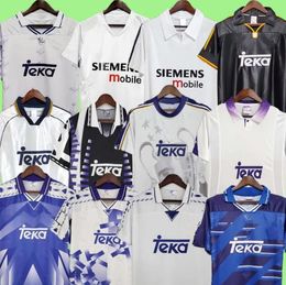 Madrid Retro Soccer Jerseys Real 92 94 96 97 98 99 00 01 02 03 04 05 RONALDO RAUL DI STEFANO FIGO ZIDANE SUKER R.CARLOS PIRRI MICHEL HIERRO 2001 2002 Uniforme de camiseta de fútbol