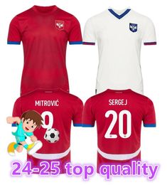 24 25 Servië Soccer Jerseys 2024 2025 Milivojevic Mitrovic Tadic Jovic Kolarov Kostic Vlahovic Sergel Matic National Football Team Uniforms Men Shirts88999