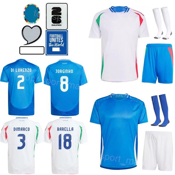 24-25 Fútbol Italia 10 Lorenzo Pellegrini Jersey Euro Cup 18 Nicolo Barella 9 Mateo Retegui 2 Giovanni di Lorenzo 19 Kits de camisa de fútbol del equipo nacional del equipo nacional de Davide Frattesi