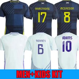 24 25 Maillot de football 2024 Coupe d'Europe Maillot de football de l'équipe nationale écossaise Kit pour enfants Accueil Bleu marine Extérieur Blanc 150 ans Anniversaire Spécial ROBERTSON DYKES