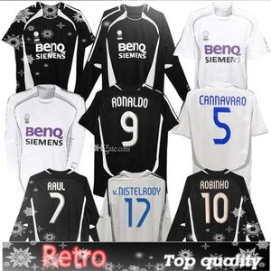 2006 2007 Jerseys de football rétro Ronaldo 06 07 Home Away Vintage Cannavaro Raul Marcelo Guti Higuain Real Madrids Longsleeve Classic Football Shirt