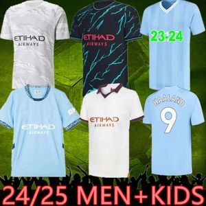 24 25 Soccer Jersey Haaland de Bruyne Phillips Mans Cities Grealish Sterling Ferran Mahrez Foden 2024 2025 Voetbalshirt Uniformen Mannen Kinderpakket Sets