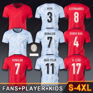 24 25 Soccer Jersey Portugal Ruben Ronaldo Pepe 2024 Euro Cup Bruno B. Fernandes Portuguesa voetbalshirt 2025 Rafael Leao Bernardo Silva Joao Felix Men Kids Kit