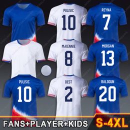 24 25 Soccer Jersey Pulisic Balogun McKennie 2024 Copa America voetbalhemd Morgan Ertz Reyna Dest Adams Weah 2025 Camisetas USMNT United States Men Kids Kit