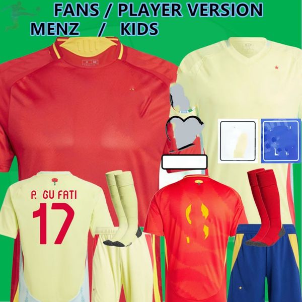 24 25 Jersey de fútbol España Morata Ferran Asensio 2024 Euro Copa española Camisa de fútbol de equipo de fútbol 2025 Men Kits Kit Camisetas Espanas Rodri Olmo Ansu Fati