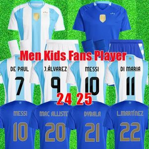 24-25 voetbalshirts Argentinië 3 sterren messis fans speler versie mac allister dybala di maria martinez de paul maradona kind kinderen kit mannen dames voetbal shirt