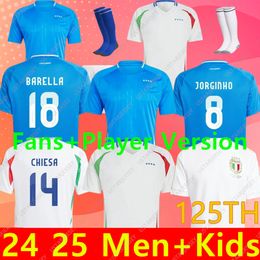 24 25 Jerseys de football italien 2024 2025 Euro Cup Team National Baggio Italia Jersey Verratti Chiesa Vintage Jorginho Football Shirt Barella Maldini Kits Kit