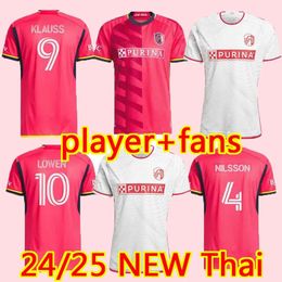 24 25 Soccer Jerseys St. L OUIS CITY NOUVEAU MLESES Home Away St '' Red 'Sc White Nilsson 4 Klauss 9 Nelson Gioacchini Vassilev Bell Pidro Football Shirt Fan