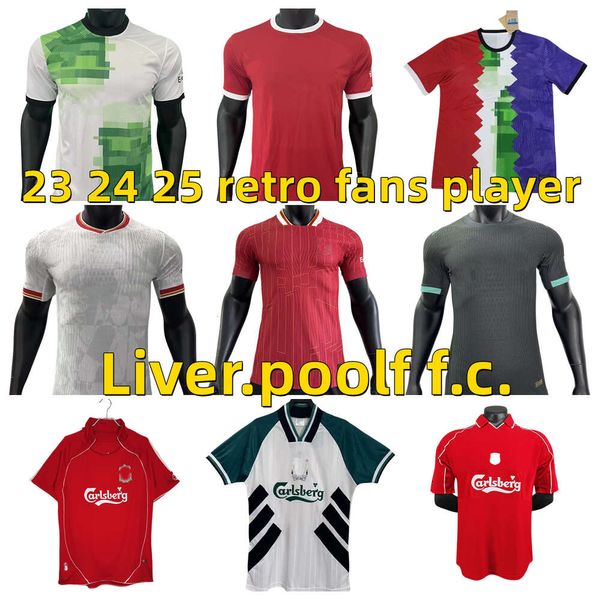 24 25 23 Jersey de fútbol Díaz P Fútbol M SALAH FIRMINO VIRGIL jugador fanáticos camisa maillot de foot kit hogar lejos tercer Liverpool FC chándal niños retro 1993 95 96 05 06 07