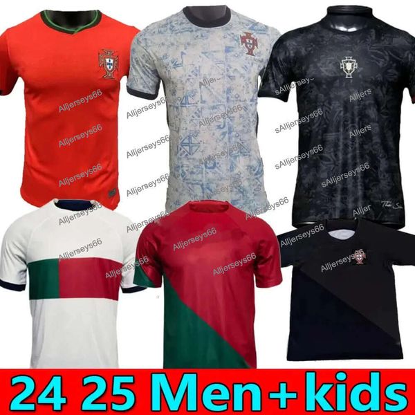 24 25 Football Rétro Manches Longues Maillots Portugais JOAO FELIX RUBEN NEVES DIOGO PORTUGIESER Portugal Maillot de Football Hommes Kit Enfants