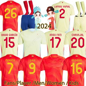 24 25 Spanje voetballen Jerseys Pau Torres Morata Gavi voetbalshirt Ansu Fati Koke 2024 Men Kits Kids Asensio Dames Equipment Sarabia Player Fans