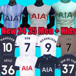 24 25 Spurs Soccer Jerseys Maddison Son Romero Kulusvski Richarlison KulusEvski 2023 2024 Van de Ven Bissouma Johnson Kit de football Kit Top Men Kids Sets