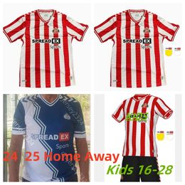 24 25 Sunderland Home Away Soccer Jerseys Adult Kids Stewart Simms Roberts Amad Clarke Dajaku Embleton Evans O'Nien voetbalshirt Pritchard Mens Kids Kit