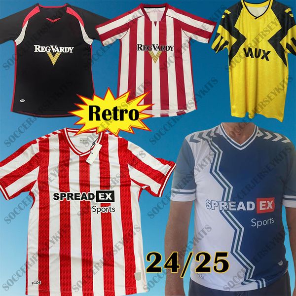 24 25 Sunderland Retro Soccer Jerseys Stewart Simms Roberts Amad Clarke Dajaku Embleton Evans Vintage 2005 2006 Shirt Football Pritchard 1993 1994 Yellow 93 94