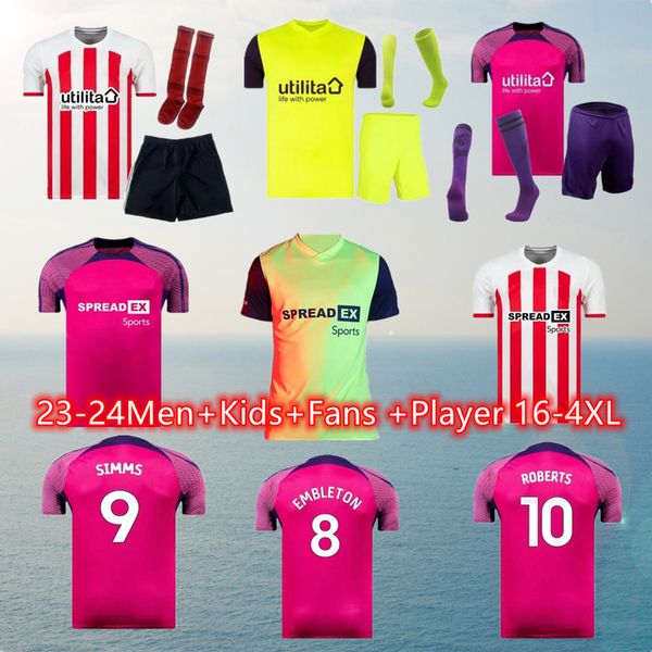 24 25 Maillots de football Sunderland Stewart SIMMS AMAD ROBERTS 1990 Clarke DAJAKU EMBLETON EVANS NIEN Maillot de football PRITCHARD 2023 2024 J.BENNETTE WRIGHT Hommes Enfants Tops