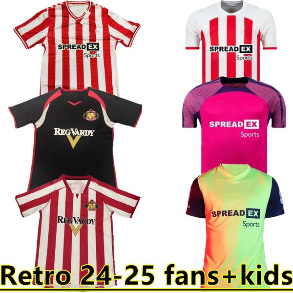 24 25 Sunderland Soccer Jerseys Stewart Simms Roberts Amad Clarke Dajaku Embleton Evans O'Nien Football Shirt Pritchard Mens Kids Kit Home 05 06 Retro 888888