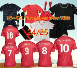 24 25 Super voetbaltruiens Red Fan Player versie 2024 voetbal shirts Men Kids Uniforms Special Jersey 2025 Home Red Away Third White Black Sets Mohamed Sesw
