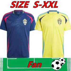 24 25 Équipe nationale de Suède Ibrahimovic Forsberg Men de football Jerseys Larsson Ekdal Isak 2024 2025 Home Away Football Shirts Adult Short Sleeve 666