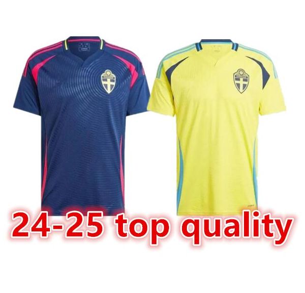 24 25 Suède Équipe nationale Ibrahimovic Forsberg Hommes Soccer Jerseys Larsson EKDAL ISAK 2024 2025 Chemises de football à domicile Adulte à manches courtes 8899