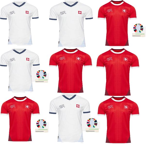 24/25 Suisse Maillots de l'équipe nationale de vente chaude Maillots de football ELVEDI AKANJI ZAKARIA SOW RIEDER EMBOLO SHAQIRI Maillots de football SUISSE à domicile Uniformes HOMMES KIT