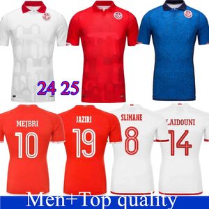 24 25 Tunisie Soccer Jersey Coupe d'Afrique Maillot de Tunisie MSAKNI HANNIBAL SLITI KHENISSI 2024 Accueil troisième hommes maillots de football uniformes kits de pied