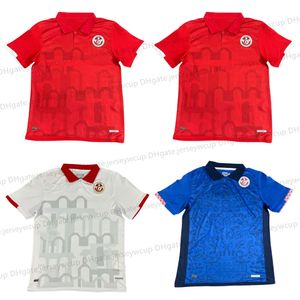 24 25 Tunisie Soccer Jersey Coupe d'Afrique Maillot de Tunisie MSAKNI HANNIBAL MAALOUL SLITI KHENISSI Accueil troisième hommes maillots de football uniformes kits de pied 2024