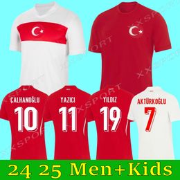 24 25 Turkiye Soccer Jerseys 2024 Euro Cup Turkiye Football Shirts National Team Home Away Demiral Kokcu Yildiz Enes Calhanoglu Hens Kids Kit Kit Football Jersey