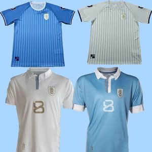 24 25 Uruguay voetbalshirt 2024 2025 E.CAVANI N.DE LA CRUZ shirt van het nationale team G.DE ARRASCAETA F.VALVERDE R.ARAUJO R.BENTANCUR voetbaltenue Wit blauw Home L.SUAREZ