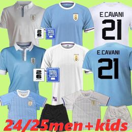 24 25 Uruguay Soccer Jersey 2024/2025 Fans Jugador L.Suarez Cavani De la Cruz Camisa del equipo nacional G.de Arrascaeta Valverde Araujo Bentancur Fútbol Uniforme para niños Kit