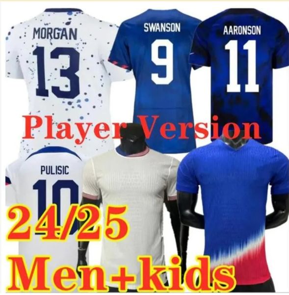 24 25 USWNT USAS Soccer Jersey Camisetas de fútbol 4 estrellas Mujer Kits para niños USMNT 23 24 Maillot de Foot Hombres Concacaf Copa de Oro 2024 MUNDO MUJER McKennie SMITH MORGAN