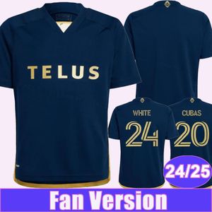 24 25 Vancouver Mens voetbalshirts White Cubas Vite Veselinovic Berhalter weg blauwe whitecaps voetbal shirts korte mouw uniformen