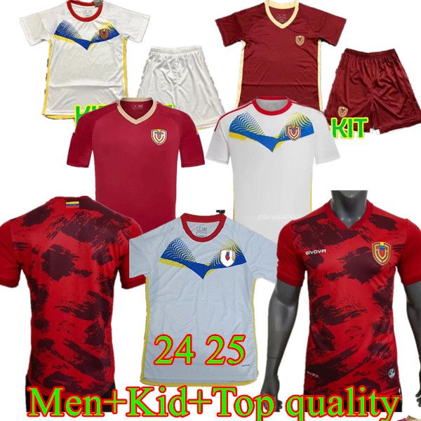 24-25 Venezuela camiseta de fútbol Kit para niños 24 25 Equipo nacional Camiseta de fútbol Hombres Hogar Rojo Visitante Blanco Camisetas Copa América CORDOVA SOTELDO BELLO SOSA RONDON