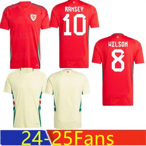 24/25 Maillots de football de Pays de Galles James Bale 24 25 Shirts de football gallois Johnson N.Williams Rodon T.Roberts Cabango Levitt Moore Thomas Men Kids Kit Jersey2025