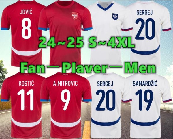 24/25 xxxl 4xl serbie de soccer Jersey Tadic Sergej Mitrovic 2024 Srbija National Team Home Shirts de football