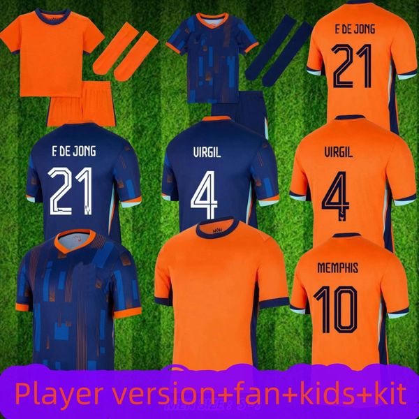 24 251: 1 Bajos Bajosmemphis Xavi Gakpo Mempo Memphis European Holland Club Jersey Euro Cup 2025 Camisa de fútbol del equipo nacional holandés Men Kit Full Set Away en casa
