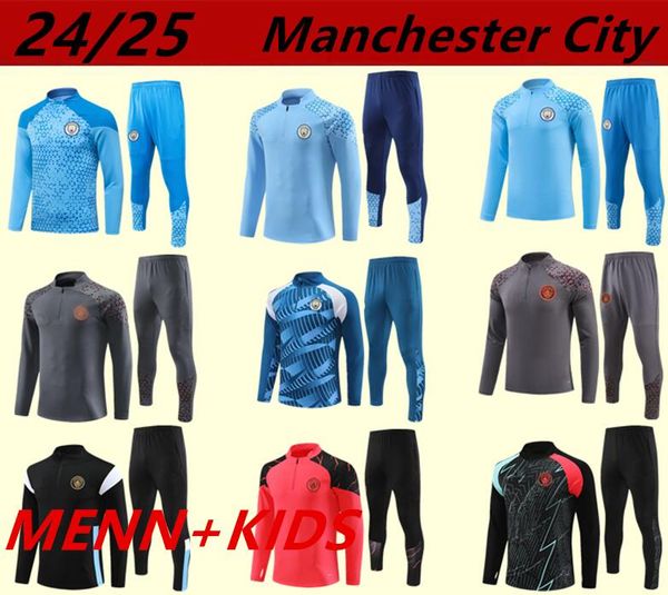 Chándal 24/25man City HAALAND traje de entrenamiento con media cremallera HOMBRES Niños 24/25 Ropa deportiva de manga larga Fútbol Niños niñas Survatment Foot chandal