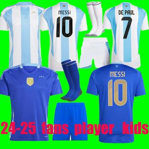 2024 2025MESSIS Argentinië thuis weg Jersey J.ALVAREZ voetbalshirts DYBALA MARTINEZ MAC ALLISTER E.FERNANDEZ MARADONA mannen kinderen fans speler voetbalshirts