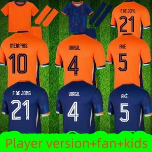 24 25De Nieuw Nederlandsmemphis Xavi Gakpo Memphis European Holland Club Soccer Jersey Euro Cup Nederlands Nationaal Team voetbalshirt Mini Kids Kit Volledige set thuis weg