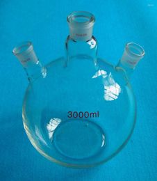 24/29 Flacon en verre à fond plat à 3 cols Réservoir de chimie de laboratoire à trois cols 3000 ml