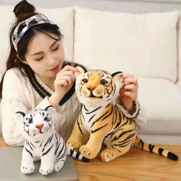 24-34cm Tigre Artificial Plush Toy King of the Forest Animal Muñeca a rayas en blanco y negro Cumpleaños de Navidad