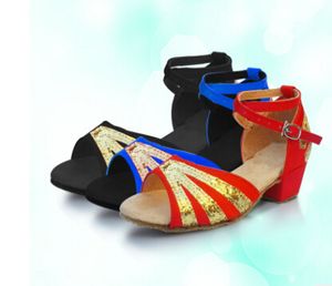 24-40 Romeinse sandalen dansen Latin te koop Meisjes Glitter Single Salsa Tango Kinderen Dansfeest Zwart Rood Gouden Sliver Goedkope Damesschoenen